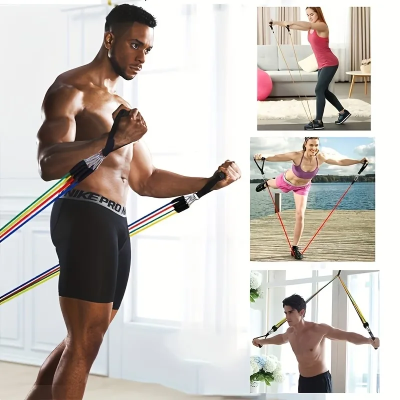 Resistance Band Set with Door Anchor,Exercise Bands,Handles,Handbag,Thigh Band And Ankle Strap,for Yoga,Pilates,Fitness Training