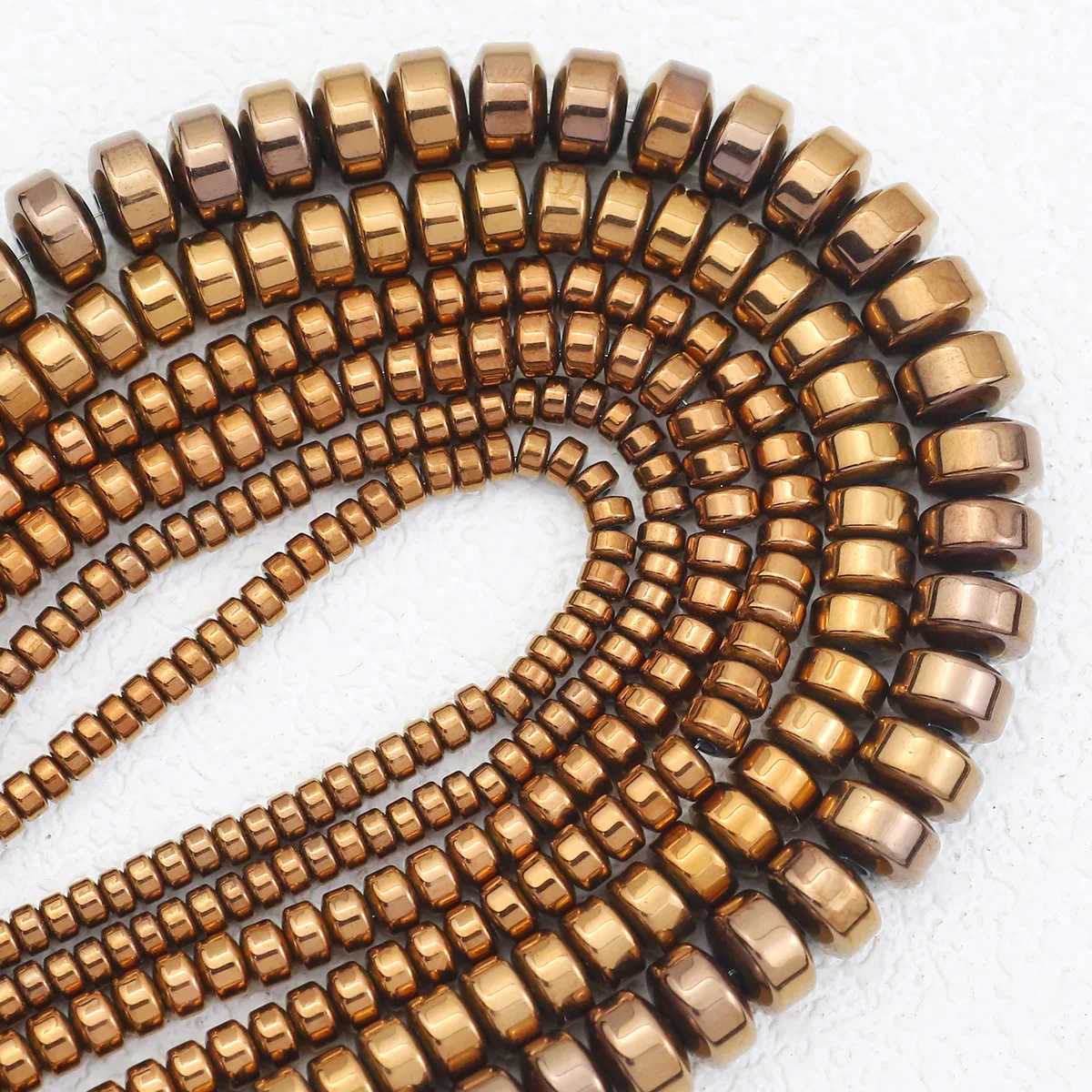 3/4/6/8MM Flache Kupfer Zylinder Natürliche Hämatit Stein Runde Lose Perlen Spacer Für Schmuck Machen DIY Armbänder Zubehör