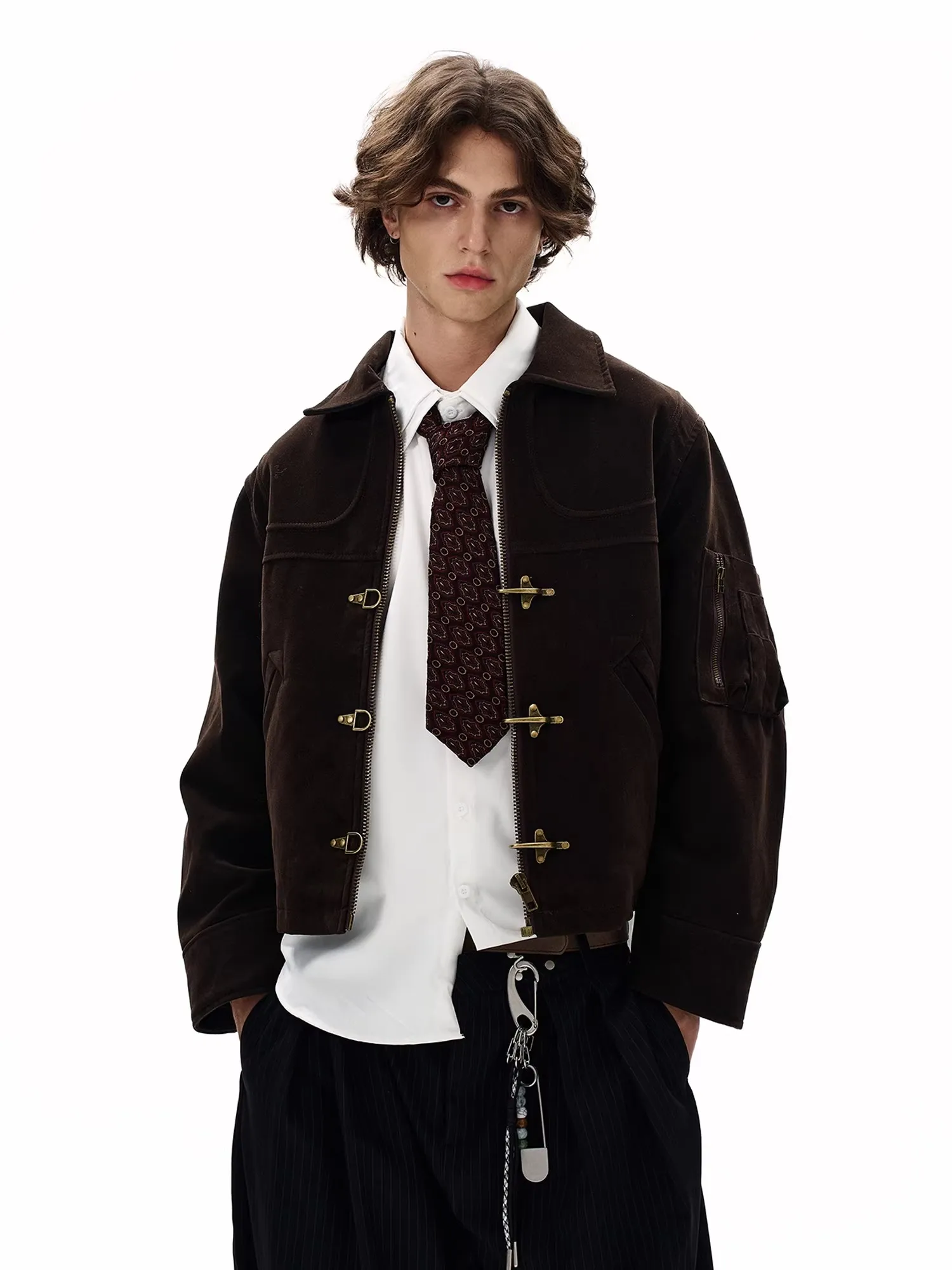 

American Retro Deconstructed Aircrt Bule Suede Jaet Men's Casual Vintage High-End ort Coat for Men And Women