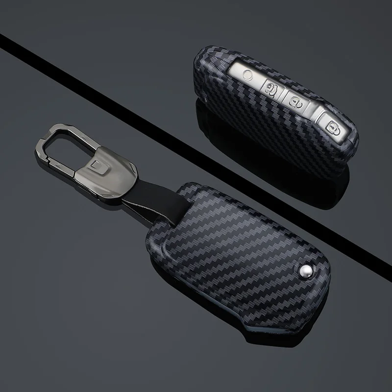 

Carbon Fiber Car Flip Key Case Cover Shell For KIA Sportage R GT Stinger GT Sorento Ceed CD Cerato Forte 2018 2019 2020 Keychain