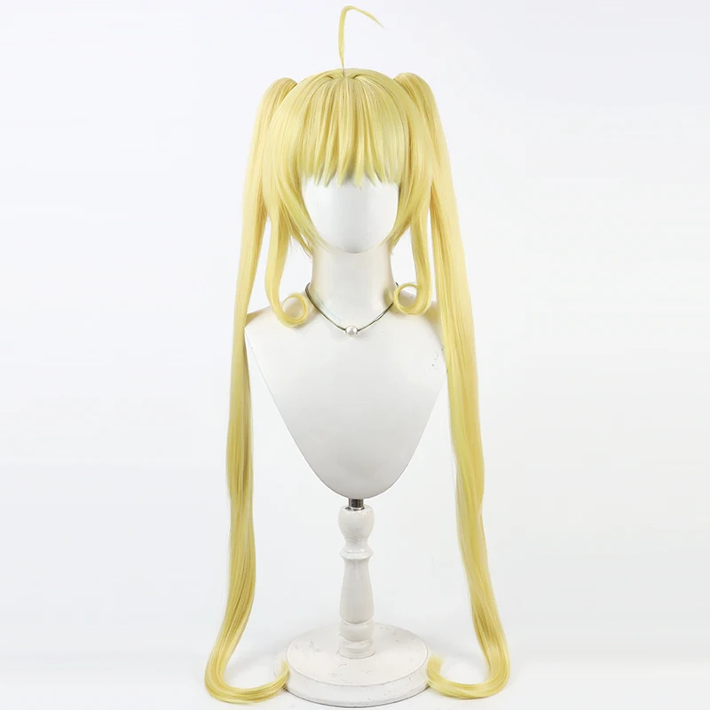 Anime Lucia Nanami Cosplay Wig Golden Blonde Twin Tail Curly HairFor Comicon Party Adult Women Men