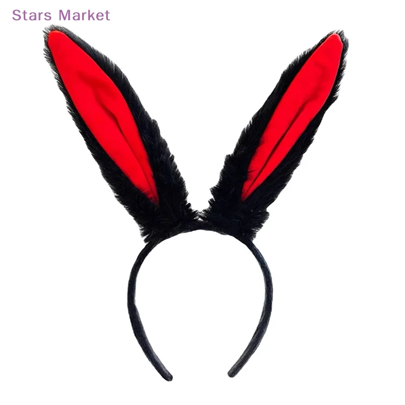 NewFemale cute Girls Lolita Cosplay Headband Fluffy Plush Sweet Long Rabbit Bunny Ears Bandana Hair Hoop Cartoon Anime Headpiece