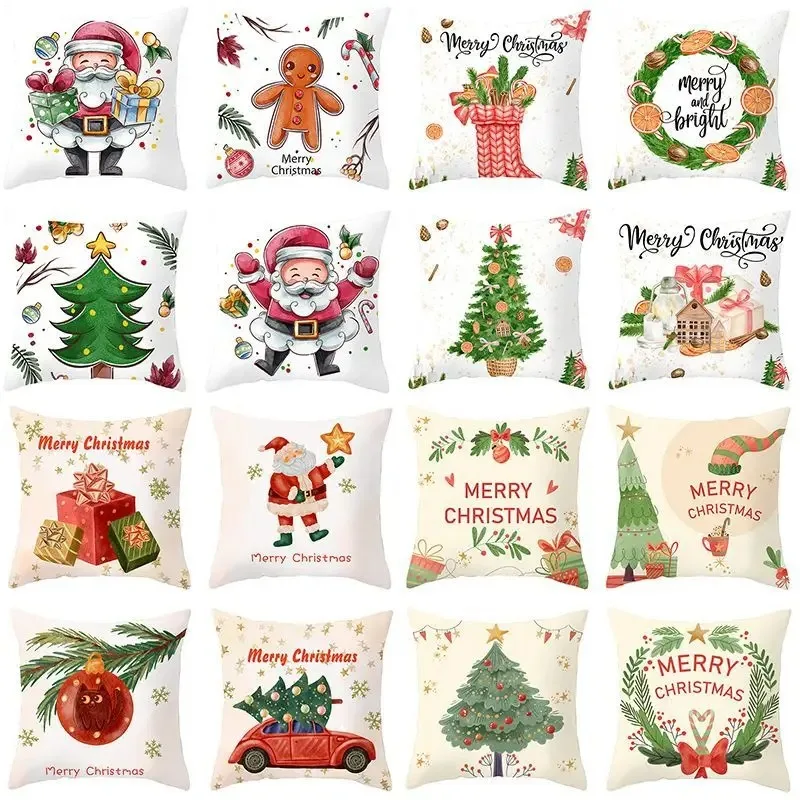 Christmas Themed Pillowcases Car Accessories Office Santa Claus Living Room Sofa Home Pillowcases