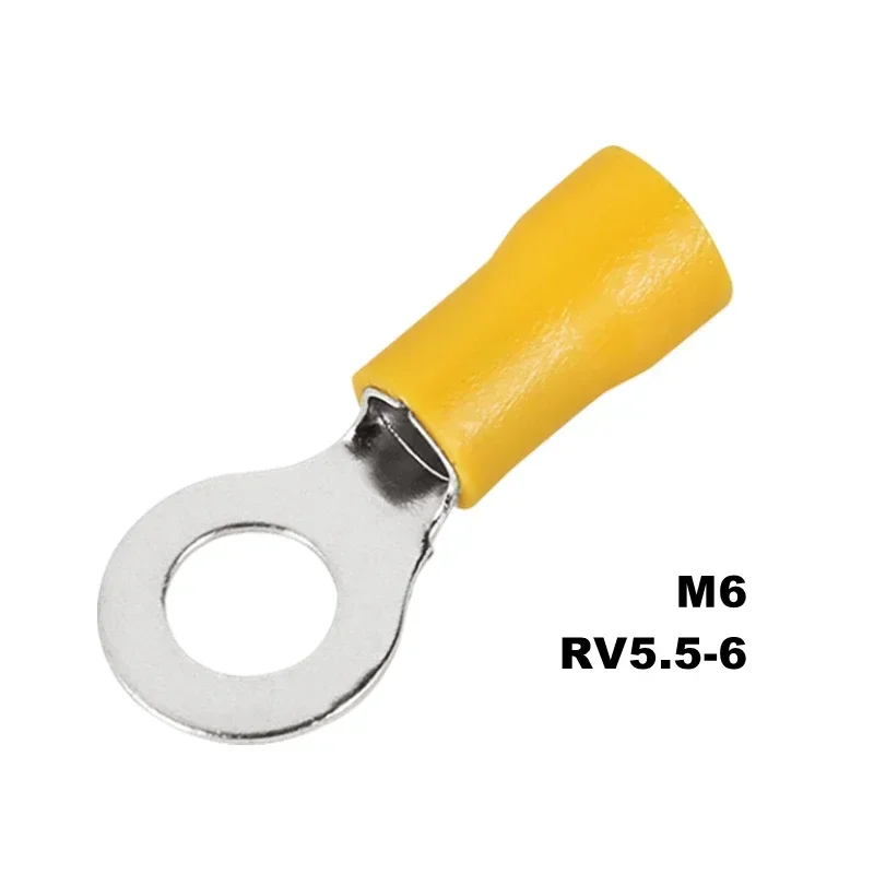 10/50/100 Stück RV5,5 M4M5M6M8 Gelb 12-10AWG Ring Crimp Terminal Isolierte Elektrische Kabel Draht Stecker