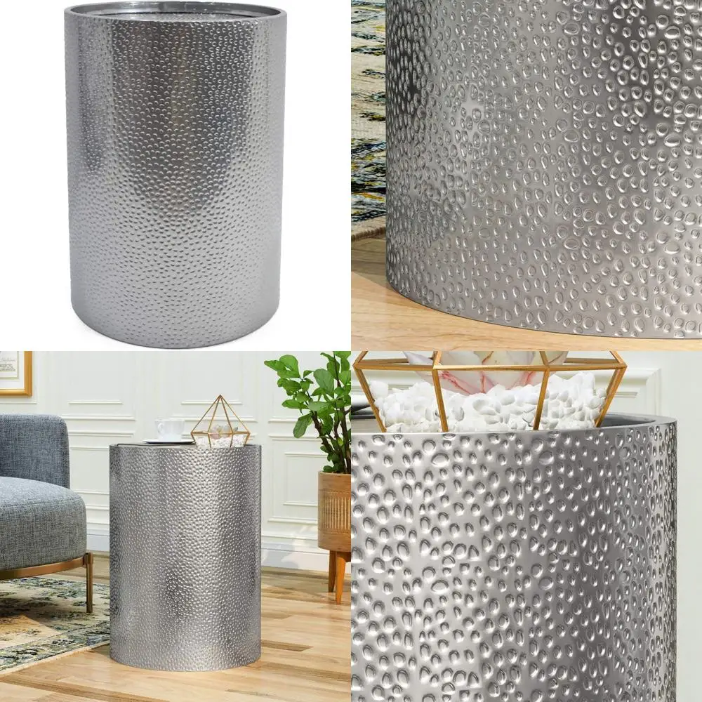 

Современный круглый кованый железный акцентный стол, серебро, 16x16x22,25 дюймов