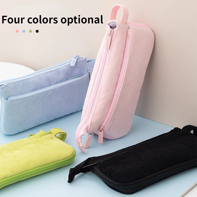 

Pen Pencil Case Bag Extensible Corduroy Pens Holder Handle Storage Pouch Organizer for Stationery School Empty Package