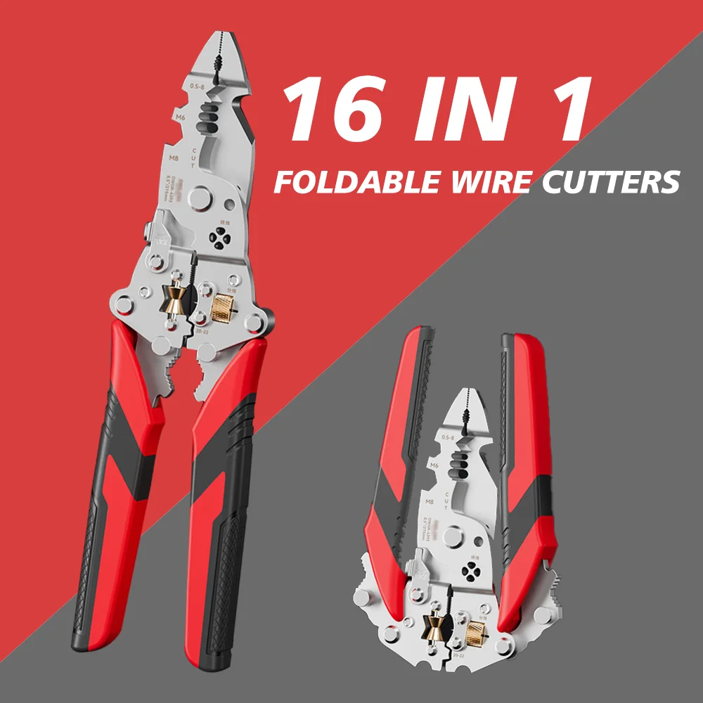 

Folding wire strippers Industrial grade Multifunctional wire strippers Screw Split wire Winding pulley Design Electrical pliers