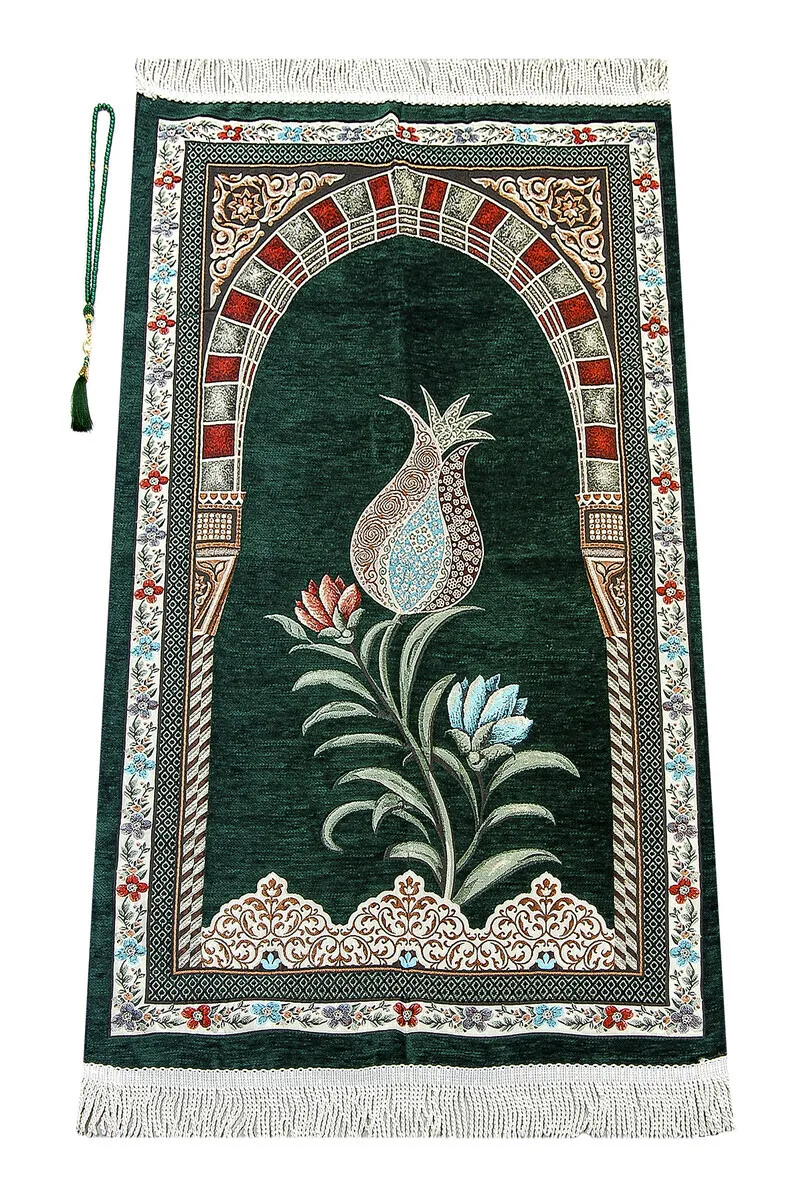 OTTOMAN Belt with Mihrab Tulip Motif Şönil prayer rug green Sheet of Muslim Islamic Prayer Mat Holy Quraan Islamic Mats