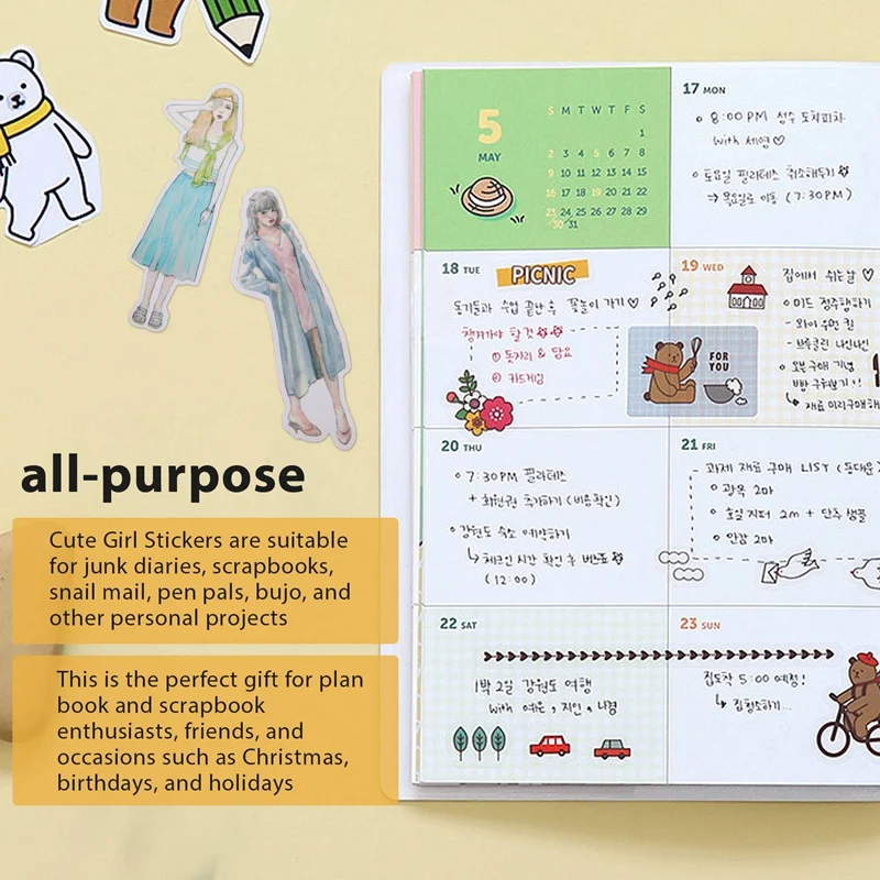 New People Stickers For Journaling Scrapbooking,Urban Fashion Girl Scrapbook Sticker For Junk Journal Supplies Kit