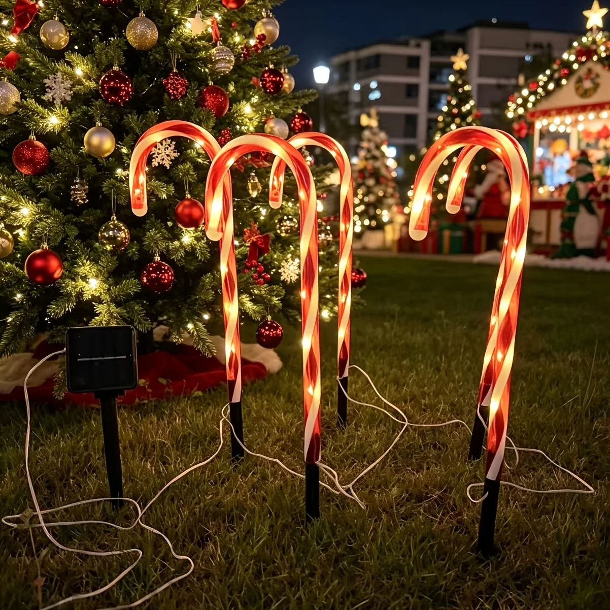 Jolly Candy Cane Lane LED Stake Lights, Waterproof Outdoor Christmas Pathway Marker Lights for Holiday Yard Walkway Decoration