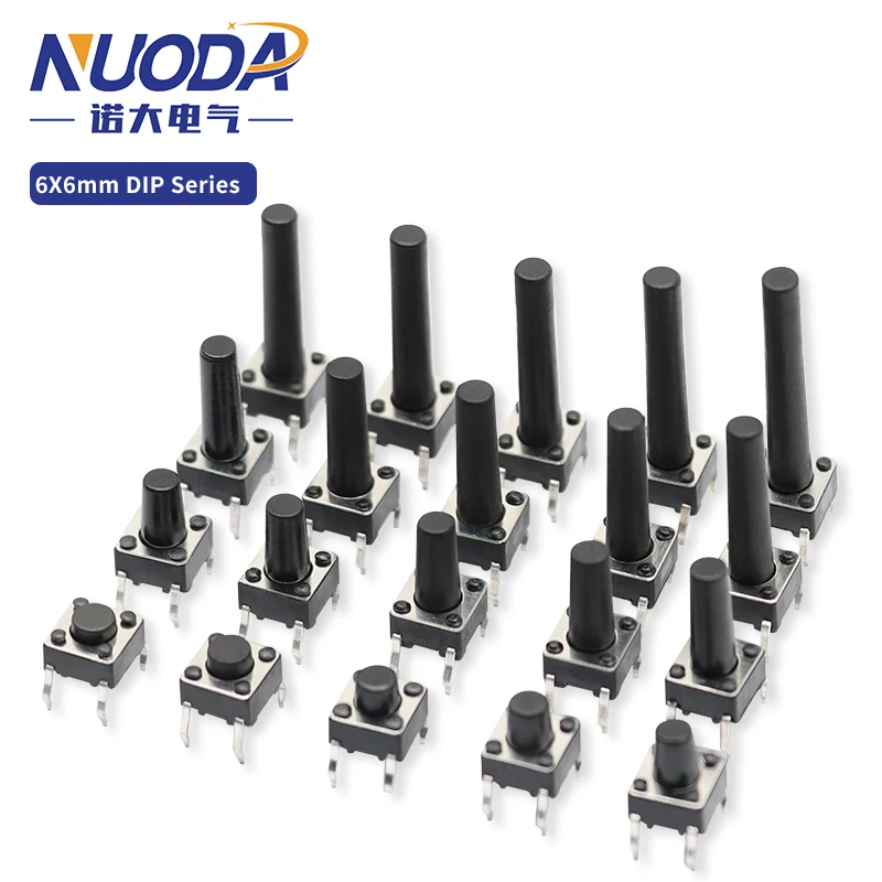 NUODA 20PCS 6*6*4.3mm 5 6 7 8 9 10 11 12 13 14 15 16 17 18 19 20 21 22 25 4Pin SMD/DIP Micro Switch DC12V/50mA Self-reset Switch