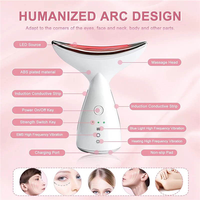 Hot-Anti-Aging Facial Neck Eye Device Massager Schoonheidsbehandeling Massager met 3 massagemodi
