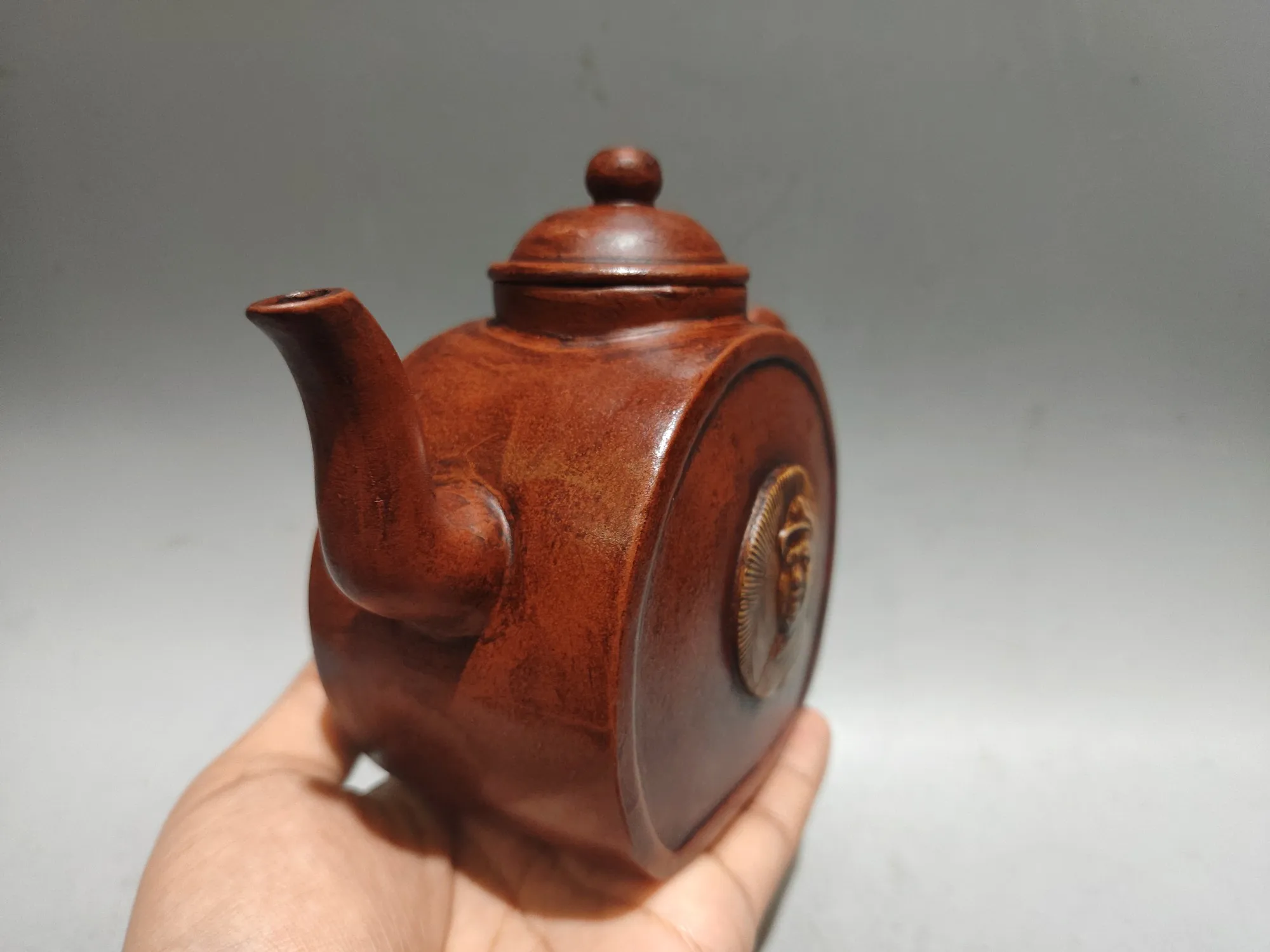 Chinese Yixing Purple Clay Pot Cultural Revolution Pot Chairman Mao's Wine Pot Antique Teapot Kettle Amass wealth Ornaments