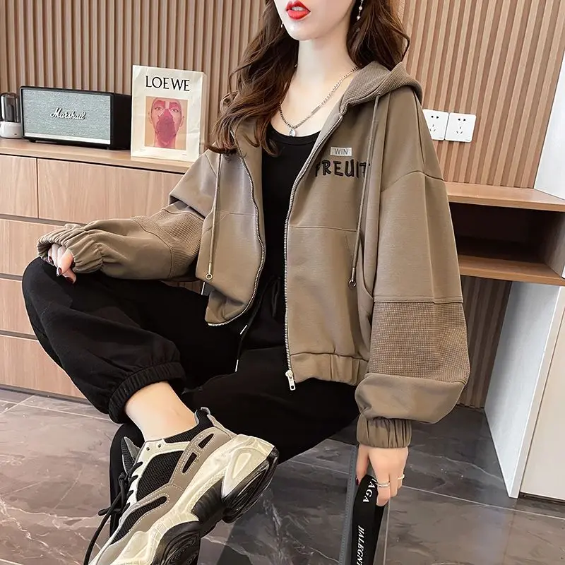 Autumn Women\'s Clothes Zip Up Clothing Korean Streetwear Hoodie Demi-season Autumn Coat for Women 2024 Jacket Hooded Sweatshirt