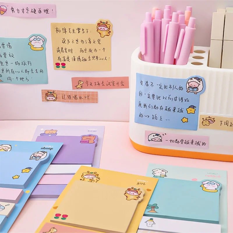 Kawaii Paper Sticky Notes, Creative Notepad, Memo Pads, Papelaria Escola Escritório, Adesivos Adesivos, Posted it