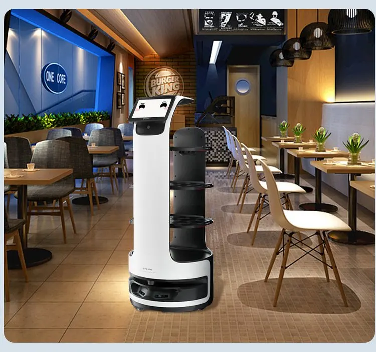 Intelligent Robot Restaurant Hotel restaurant automatic serving waiter pass dishes to greet guests without track