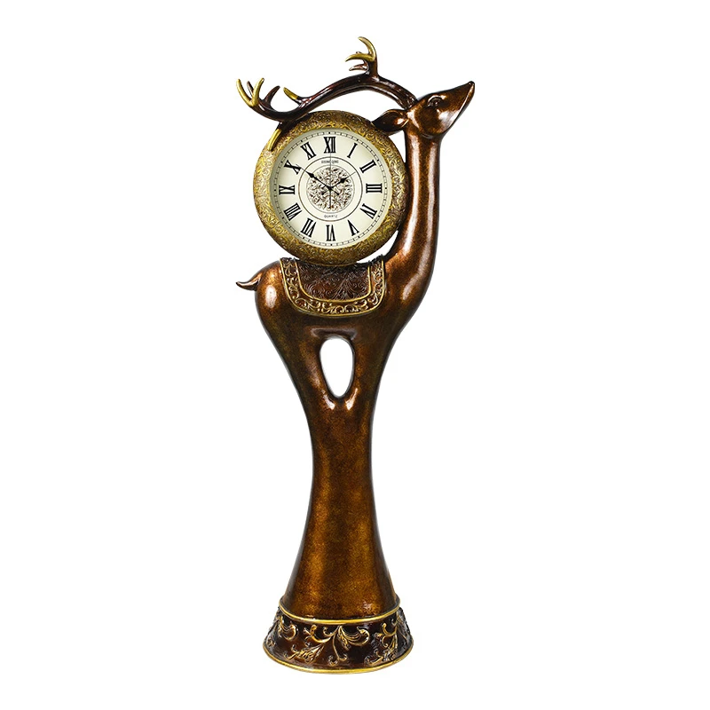 European-Style the Grandfather Clock Modern Vertical Deer Head Creative Decoration Clock