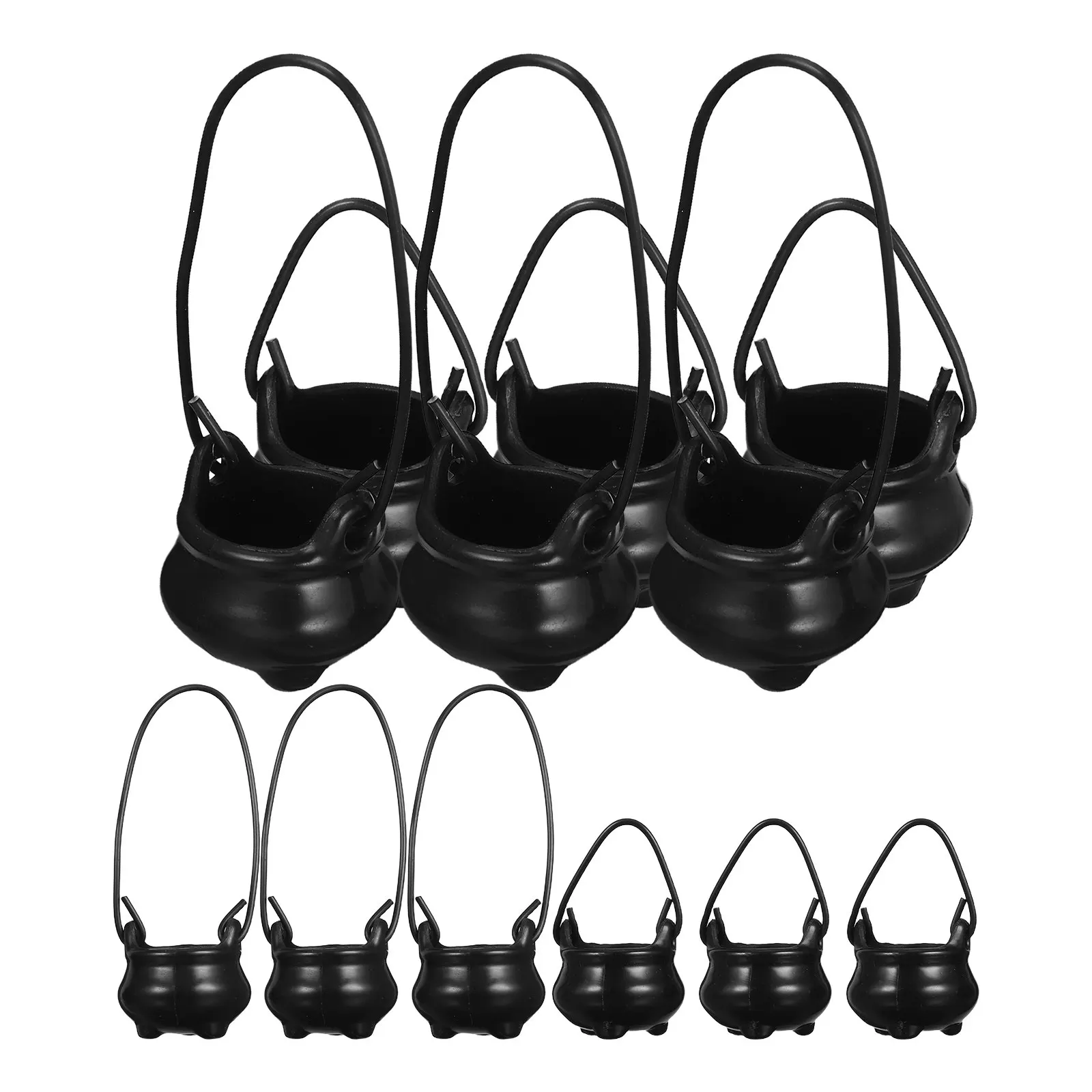 

12Pcs Mini Cauldron Plastic Witch Pot Sturdy Metal Handle Halloween Party Favors Fairy Garden Accessories Spooky Table