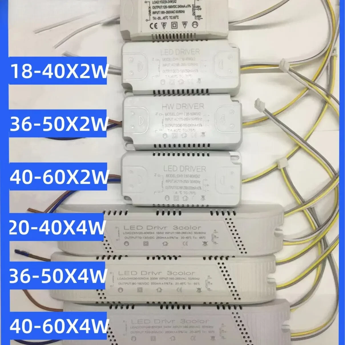 LED Driver, Dimming Ballast, 4-7x2W, 8-24x2W, 25-36W, 18-40x2W, 36-50x2W, 40-60x2W, 60-80x2W, 20-40x4W, 36-50x4W, 40-60x4W