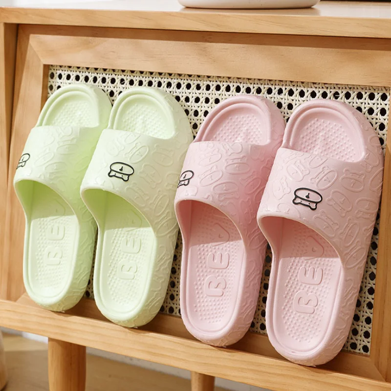Candy Color Soft Soles EVA Slippers for Women Summer Cartoon Bear Cloud Slippers Woman Plus Size 36-45 Non-Slip House Sandals