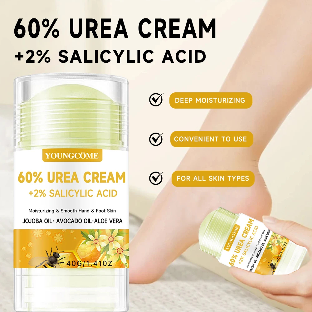 كريم الجسم الاحترافي بنسبة 60% من UREA - تقشير خلايا الجلد الميت، الترطيب العميق للأقدام والركبتين، خالي من العطور ولا يسبب الحساسية