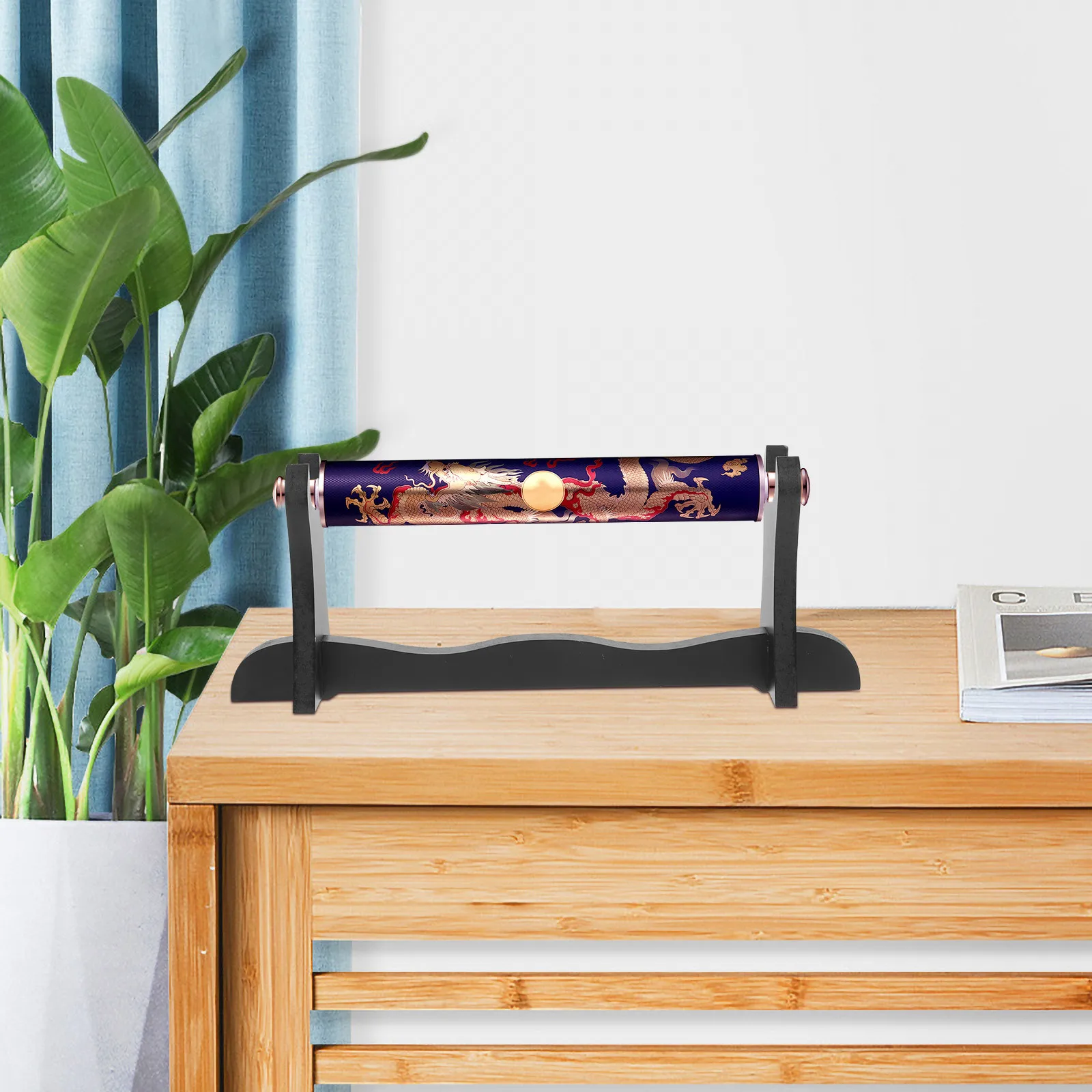 Wood Scroll Bracket Displaying Holder Household Scroll Rack Decorative Stand for Scrolls Swords Compact Space Saving