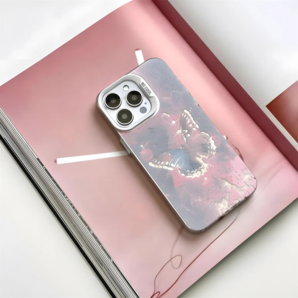 Butterfly in Dream Aesthetic Phone Case for iPhone 16 12 13 mini 11 14 15 Pro Max XR 7 8 Plus Hard Plastic Cover for Women Girls