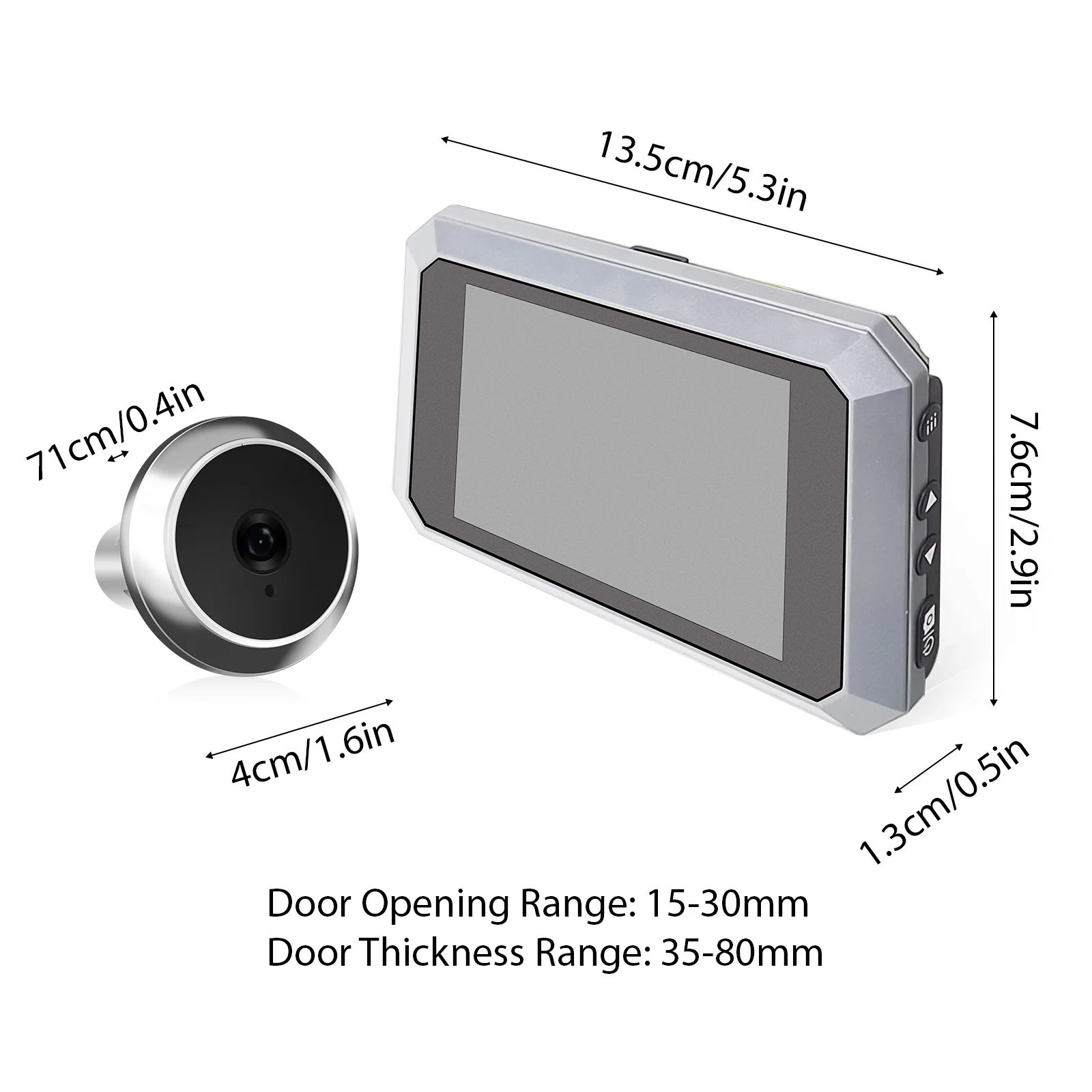 2MP 1080P 3.97\'\' Door Monitor Peephole Camera Type-C Rechargeable for Apartment Door LCD Digital Peephole Viewer Color IR Camera