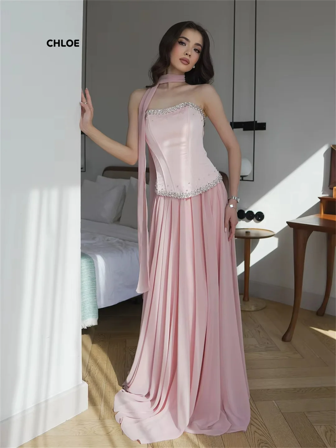 

Line A Robe Soiree Off-shoulder Women's Prom Dress Luxury Women Evening Dress Custom Made Sleeveless Party Dresses Woman 2025