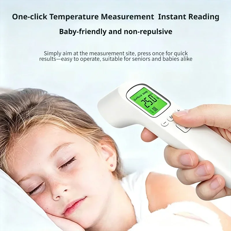 Termómetro digital infrarrojo para medir la temperatura de la frente, sin contacto, con medición con un solo clic, pantalla LCD, dispositivo portátil para medir la temperatura, apto para bebés, adultos y uso doméstico.