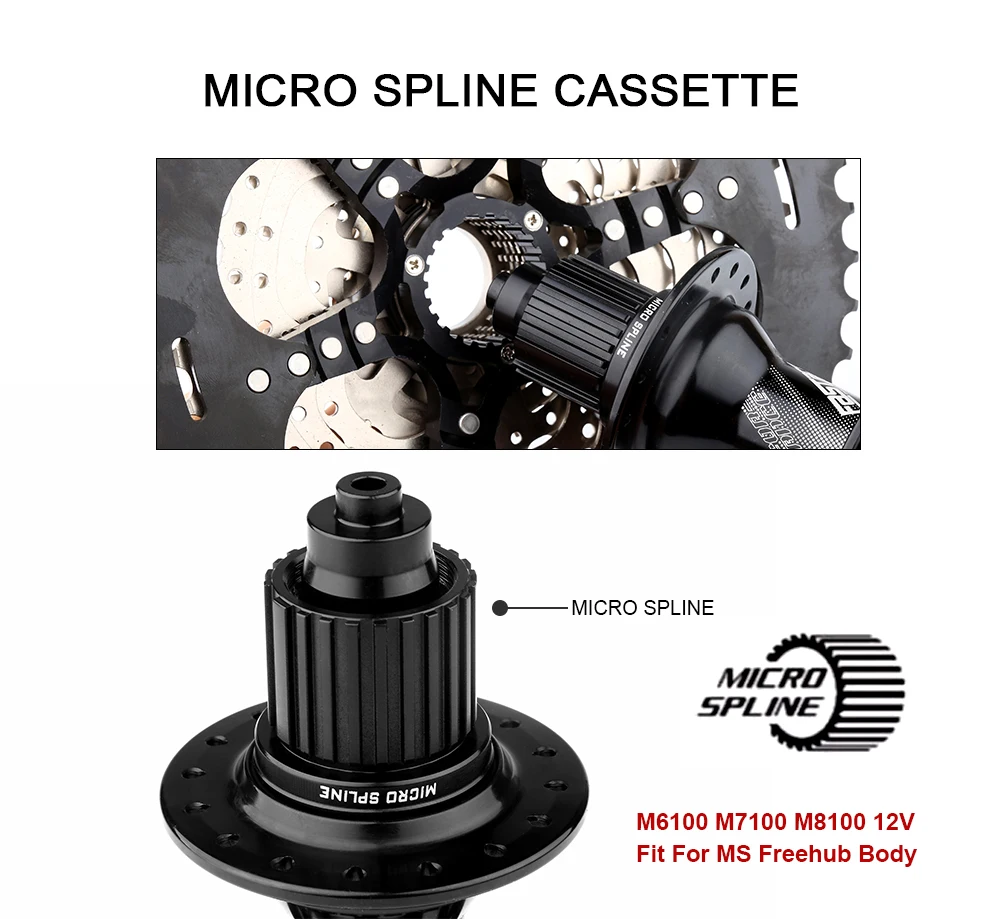 SUNSHINE 12 Gang MS Kassette 10-50T/52T MTB Micro Spline K7 12V Shimano M6100 118 Glieder Kette für M8100 M9000 M9100 Kettenrad – Detail 1