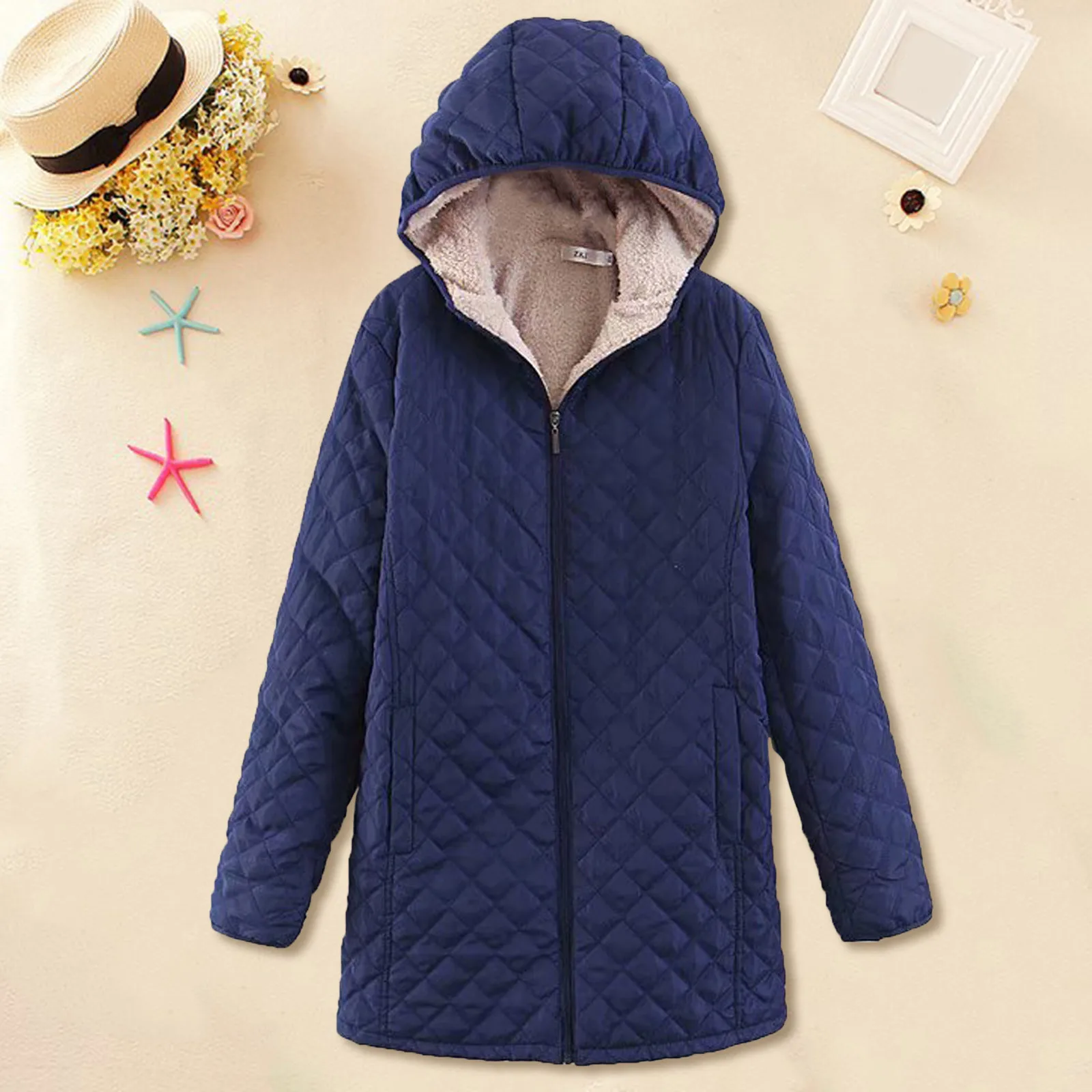 

Jackets for Womens Zipper Jacket Women Women'S Checked Lamb Velvet Cotton Jacket Casual Slim-Fit Zipper Warm Womens Hoodies