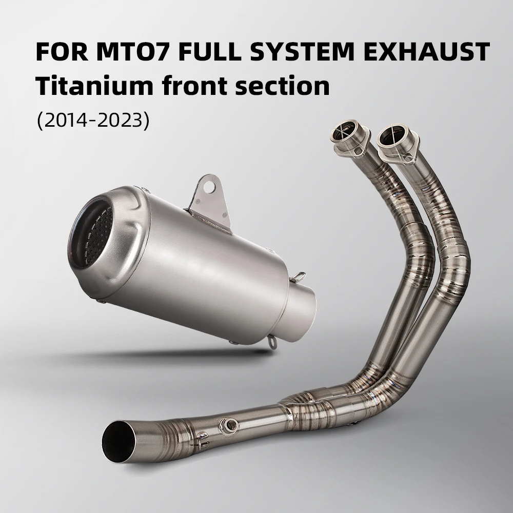 

System Escape Slip On Front Tube Link Pipe Connect Original full Motorcycle Exhaust System Titanium Alloy For MT07 2014-2023