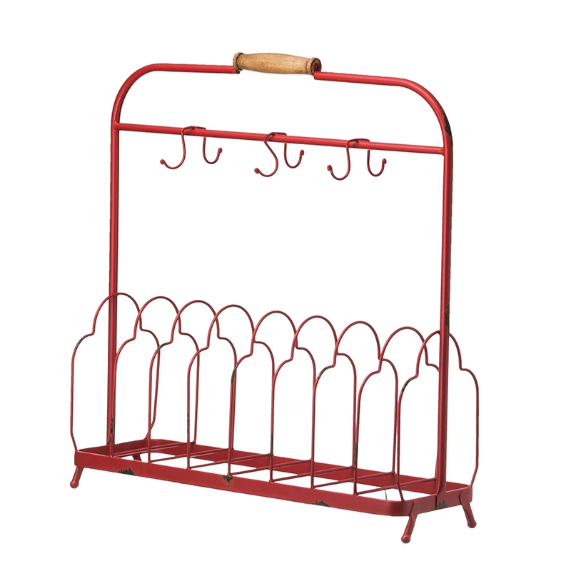 

Vintage creative home mug coffee cup hook drain rack, tableware tray grocery storage bookshelf