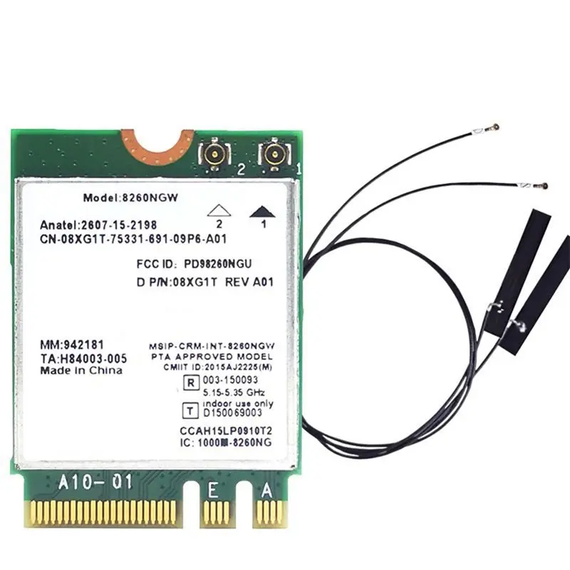 A52T 8260NGW AC Wireless Network Card With Built-In Antenna 2.4Ghz 5Ghz Miniature PCI-E WLAN Adapter Wifi Network Module