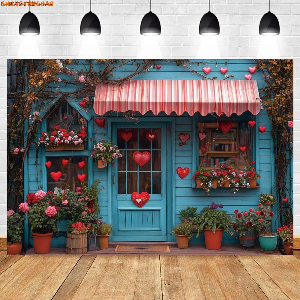 발렌타인 데이 로맨틱 캐빈 사진 배경, 장미 꽃 디저트 샵, 결혼식 생일 파티 장식, 사진 배경