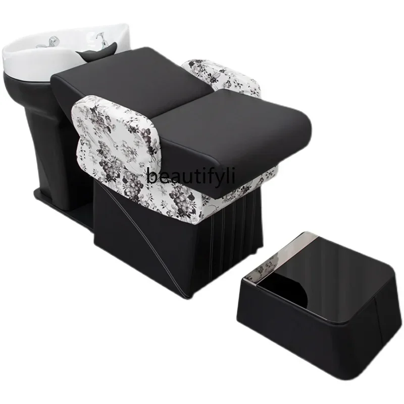 

ls 04Half Lying Shampoo Chair Flushing Bed Barber Shop Ceramic Shampoo Chair Beauty Salon Shampoo Bed
