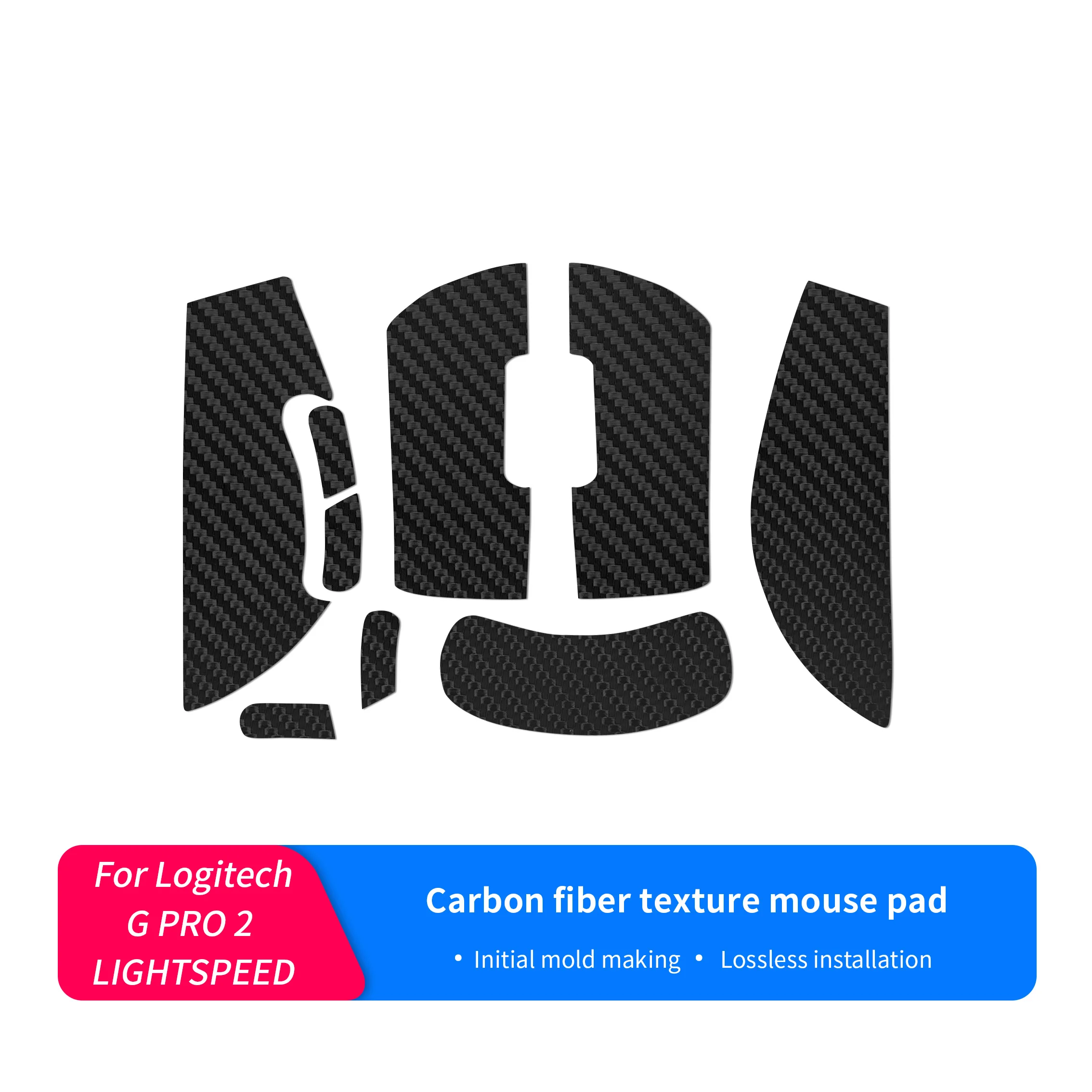 Suitable for Logitech GPW2 4th generation Vermilion Mouse with Carbon Fiber Pattern Black Mouse Decorative Stickers