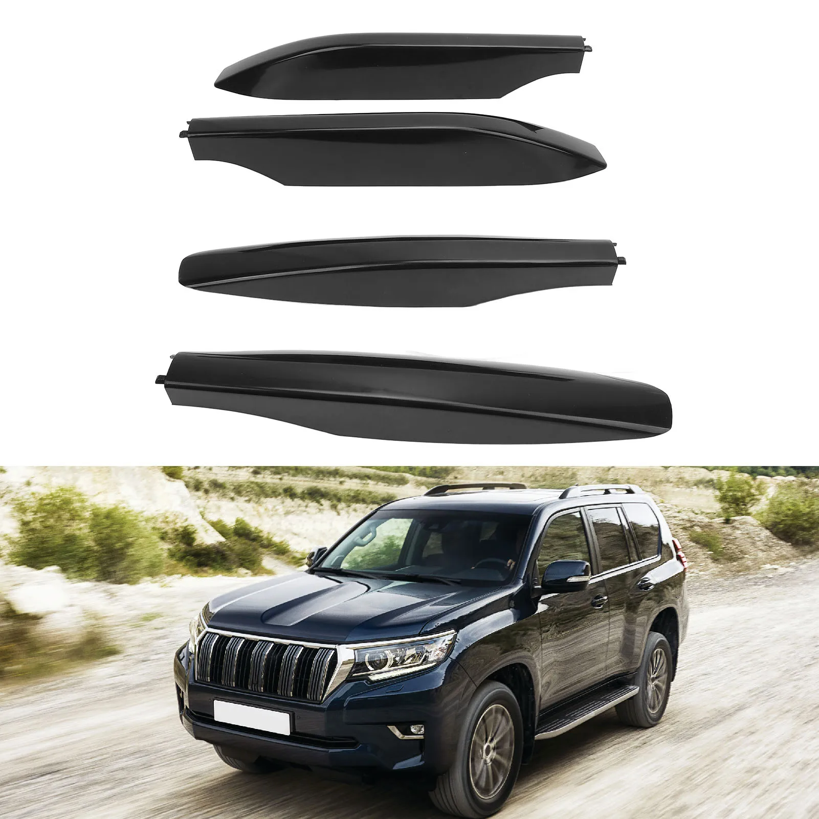 

4Pcs Roof Rack Rail End Cover Cap 63492-60110 Removable Stylish Look Replacement for Prado 2010-2018
