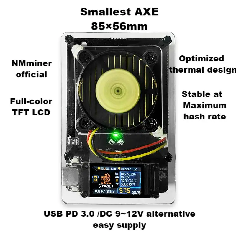 NMAxe Bitaxe NMMiner Official Ultra BM1366 Asic Chip 500G~600Gh/s Full Colorful Display Bitcoin Miner Solo Lottery Miner