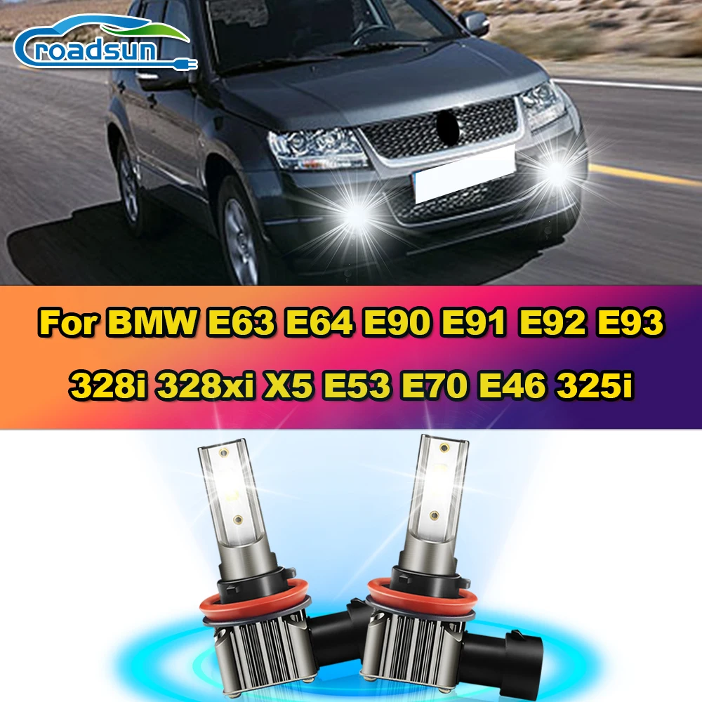 

2Pcs H8 H11 LED Fog Lights Bulbs 100W Car Fog Lamps 6000K 12V For BMW E63 E64 E90 E91 E92 E93 328i 328xi X5 E53 E70 E46 325i