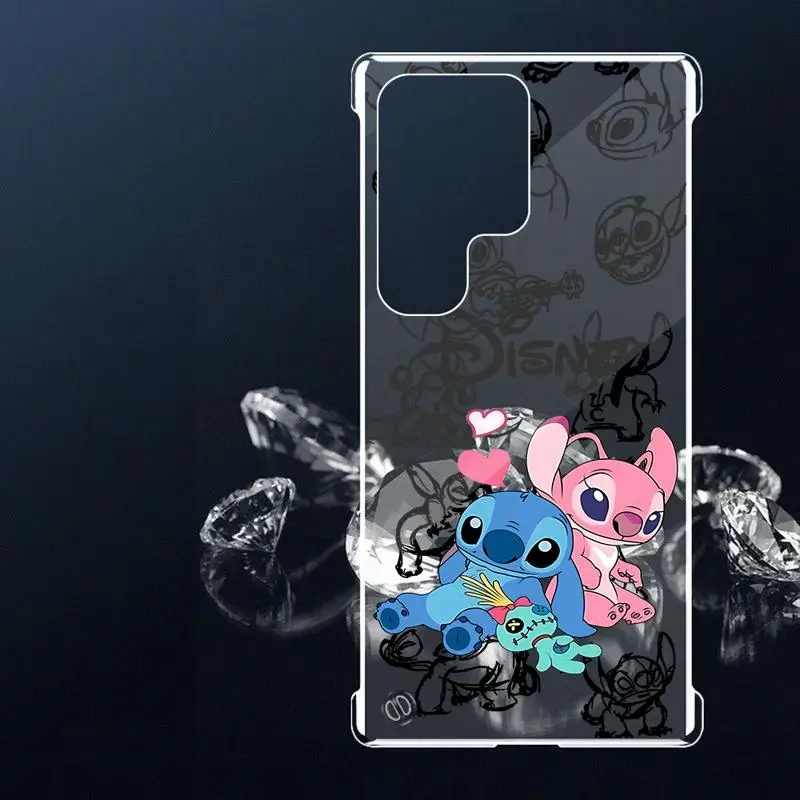 phone case for Samsung Galaxy S24 s23 Ultra FE cases s20 s21plus s22 borderless cooling clear funda Cartoon Disney Stitch Angies