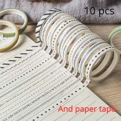 Nastro adesivo da 10 rotoli, adesivo di carta per decorazioni per diario, forniture di cancelleria, quaderni di carta decorativa per Scrapbooking