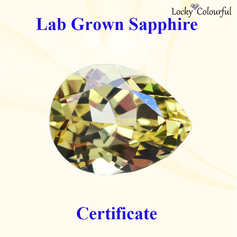 Lab Grown Sapphire Canary Yellow Color Pear Shape Top Quality Charm Beads Selectable AGL Certificate for Diy Jewelry Making Ring