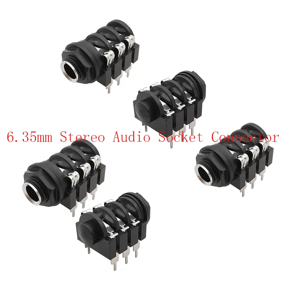 1/2/5Pcs/lot 6.35mm/6.35 Stereo Audio Microphone Female Socket Jack Connector 6PIN