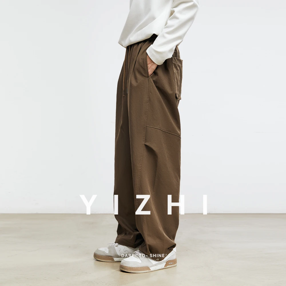 Fashion Men's American Scimitar Wide Leg Pants Men's Summer New Retro Overalls Loose Casual Trousers Men's Clothing Casual Pants