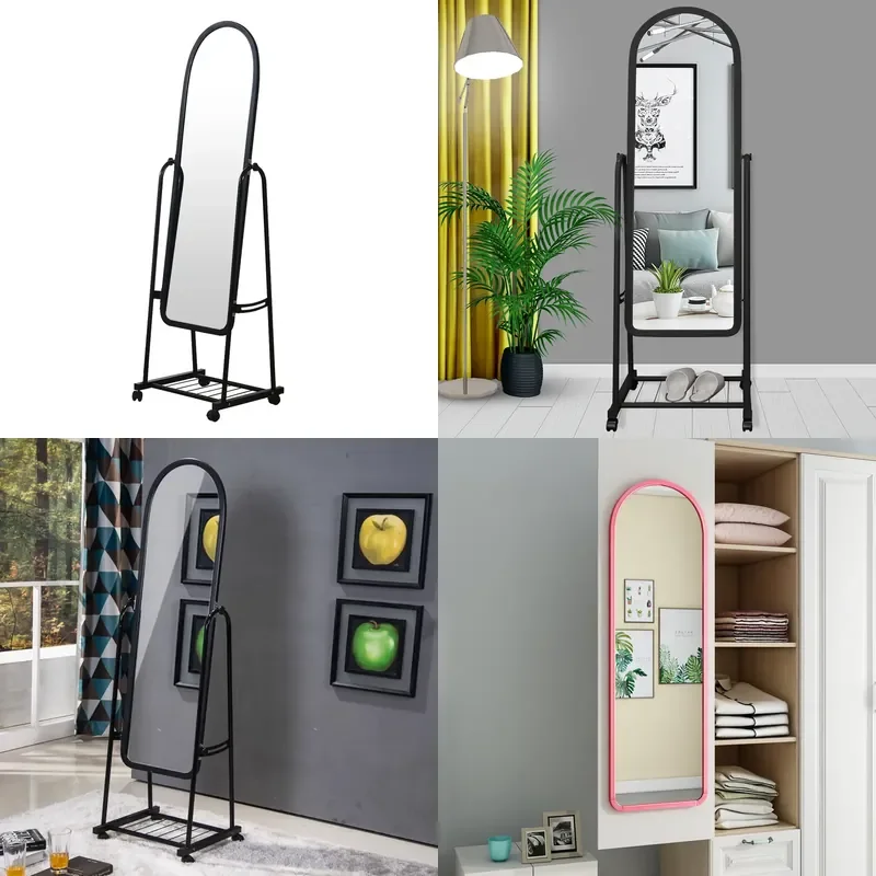 Portable Full Length Floor Mirror Simple Standing Dressing Glass for Bedroom Dorm Home Makeup