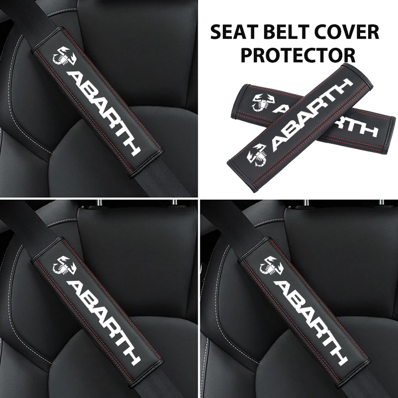 Scorpion Pattern Seat Belt Shoulder Pad Leather Cover For 124 Spider 695 Panda Bravo 500e Auto Interior Part