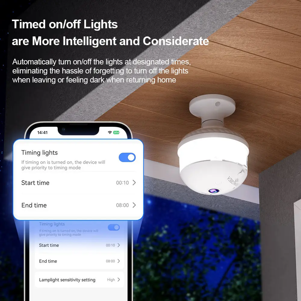 V380 PRO App 360 لمبة عرض بانورامية كاميرا 3MP للرؤية الليلية واي فاي CCTV عين السمكة لين كاميرا كشاف ضوء