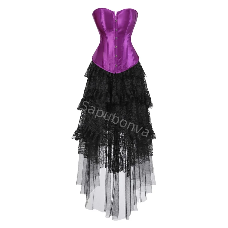 

Corset Dress Costume long Skrits Set With Bustier Costume Party Sexy Burlesque Ladies Outfit simple Plus Size Gothic Halloween